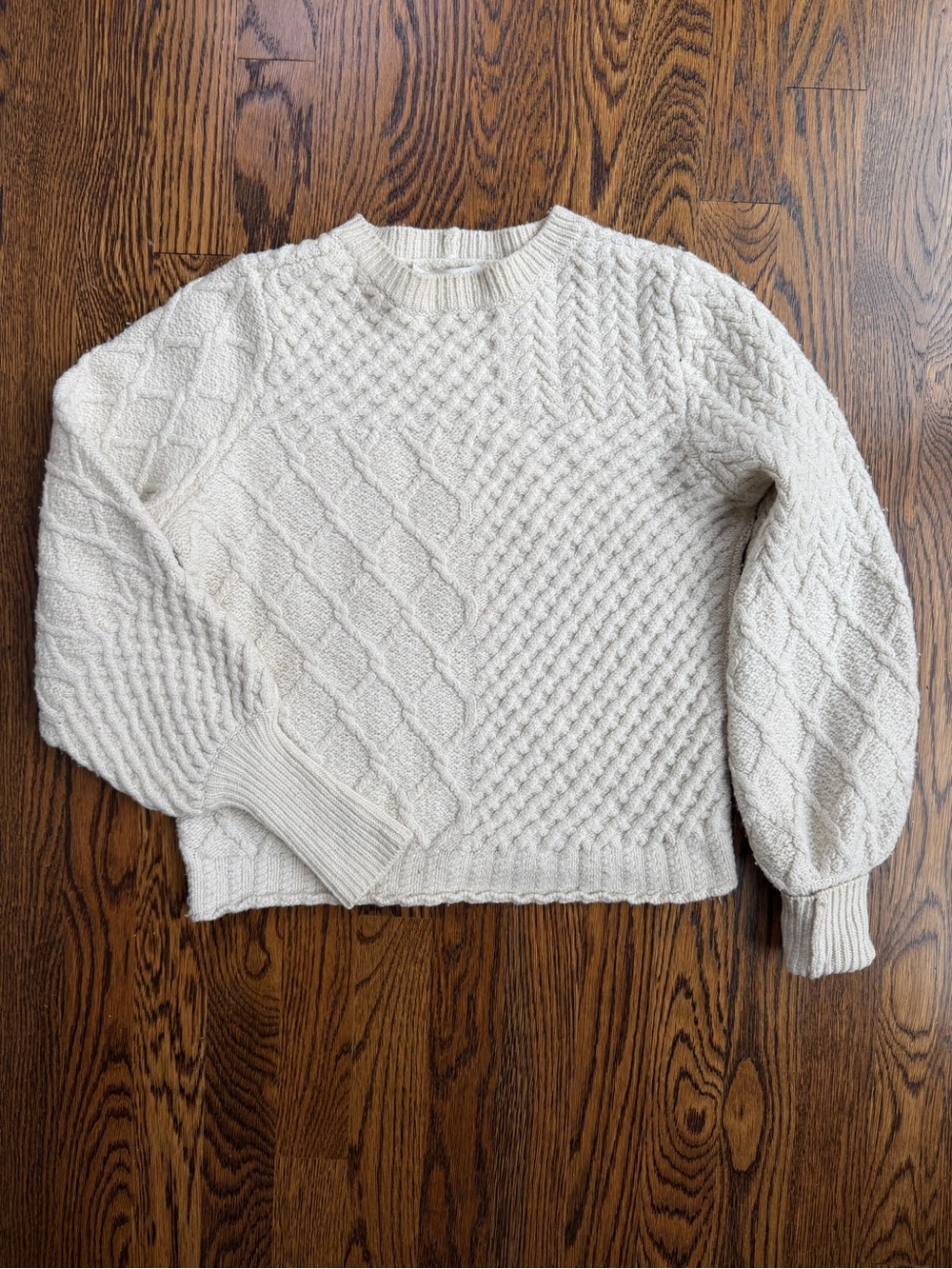 FRAME Cream Cable Knit Cozy Chunky Quiet Luxury Wool Sweater